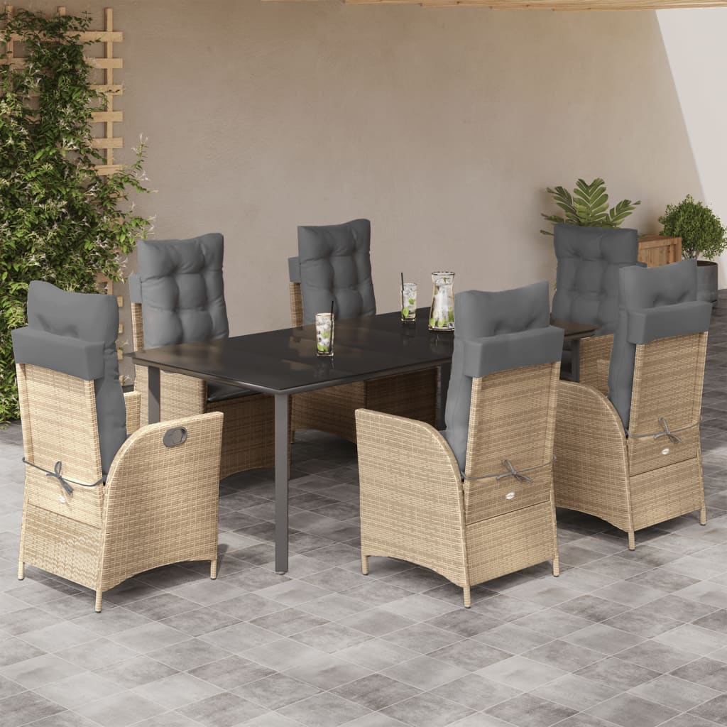 7-delige Tuinset met kussens poly rattan beige is nu te koop bij PeponiXL, paradijselijk wonen!