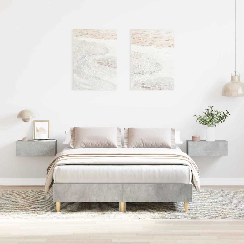 Bedframe Beton Grijs 193 x 123 x 25 cm Bewerkt hout is nu te koop bij PeponiXL, paradijselijk wonen!