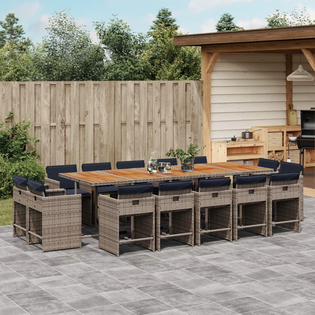 15-delige Tuinset met kussens poly rattan grijs is nu te koop bij PeponiXL, paradijselijk wonen!