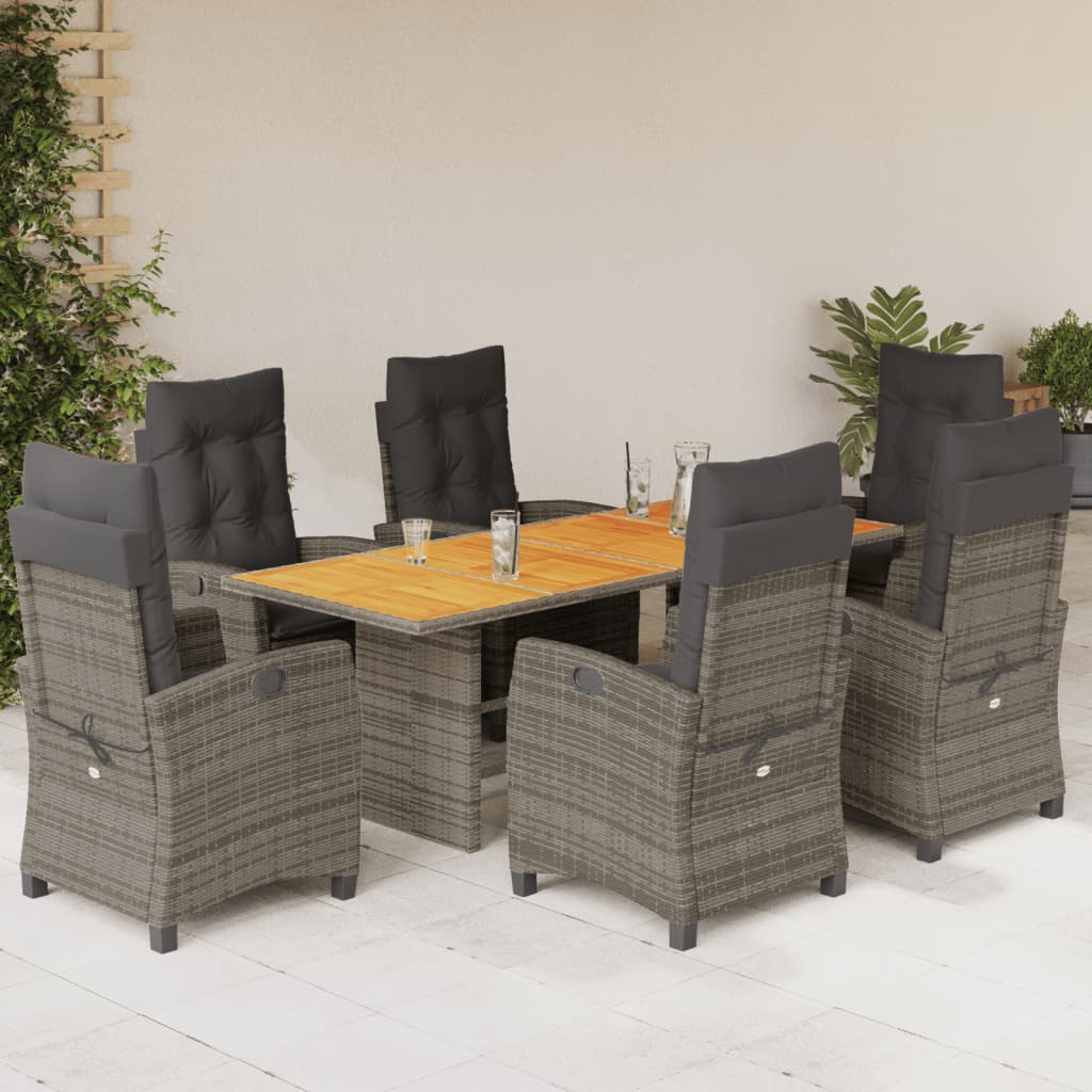 7-delige Tuinset met kussens poly rattan grijs is nu te koop bij PeponiXL, paradijselijk wonen!
