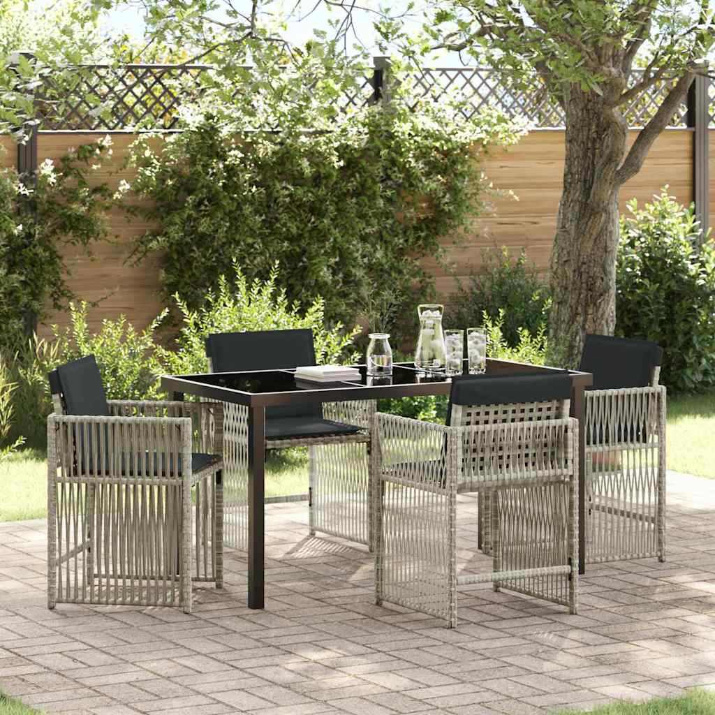 Tuin eettafelset 5 pcs Lichtgrijs poly rattan is nu te koop bij PeponiXL, paradijselijk wonen!