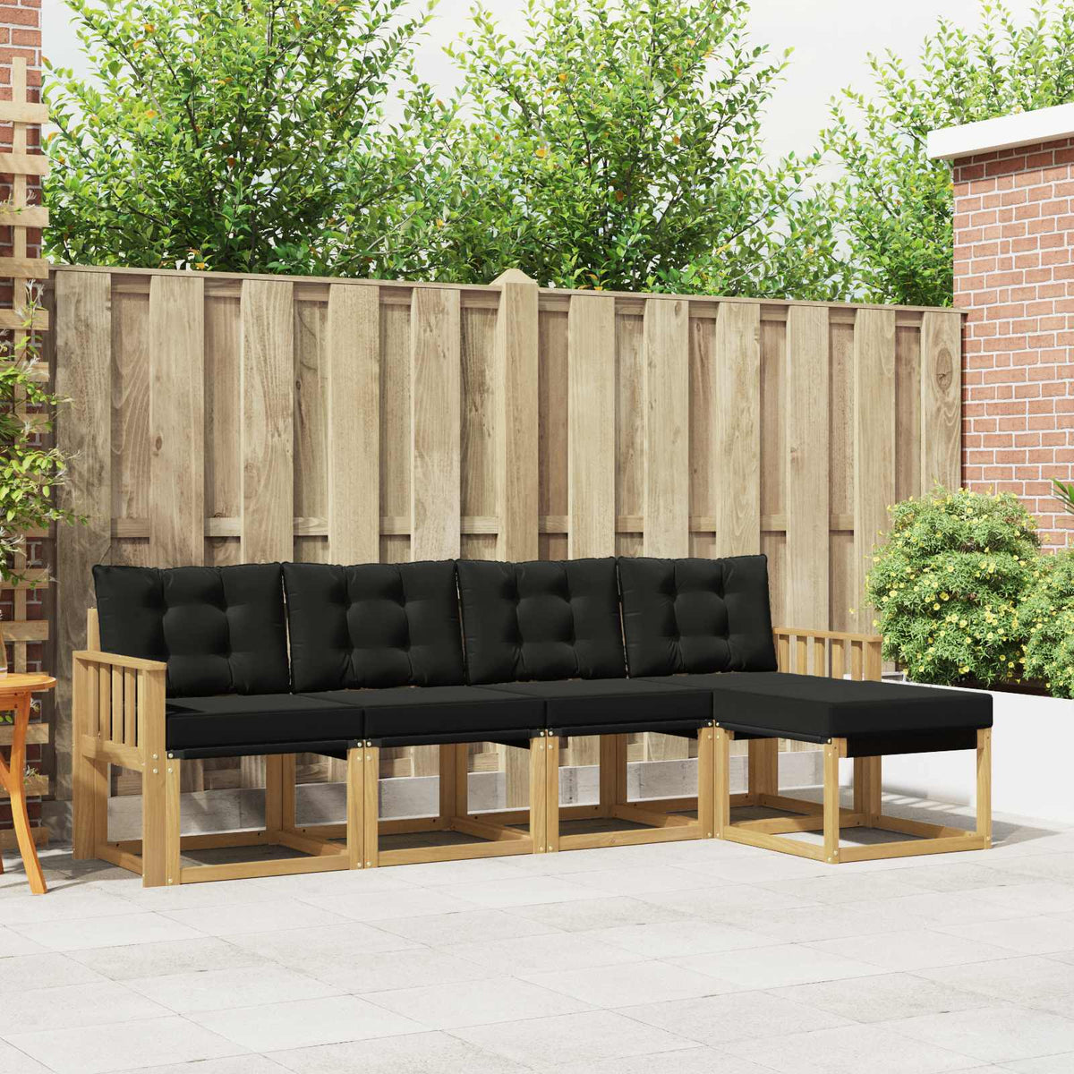 Buiten bankenset met kussen 5 pcs Wit en zwart is nu te koop bij PeponiXL, paradijselijk wonen!
