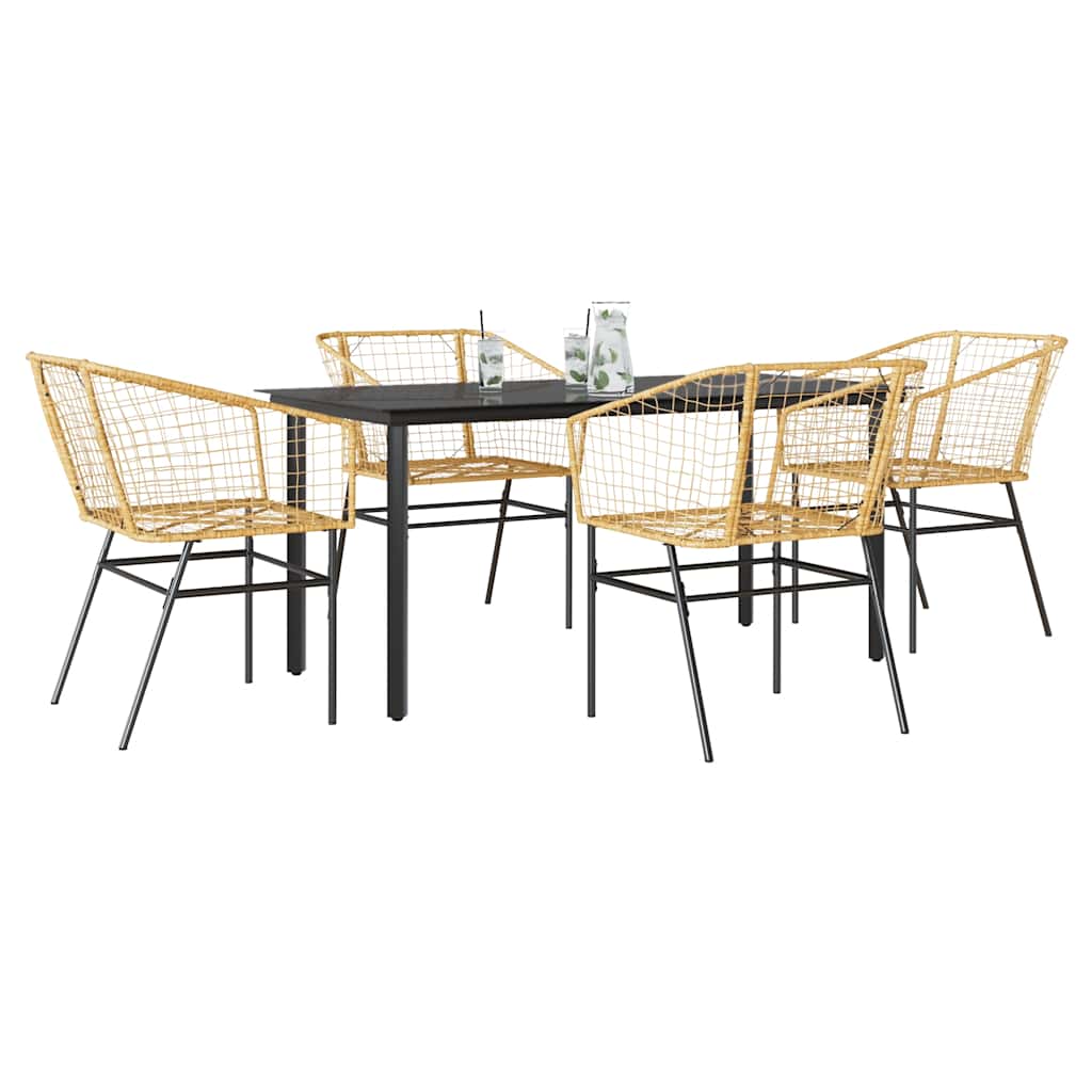 5-delige Tuinset poly rattan glas bruin is nu te koop bij PeponiXL, paradijselijk wonen!