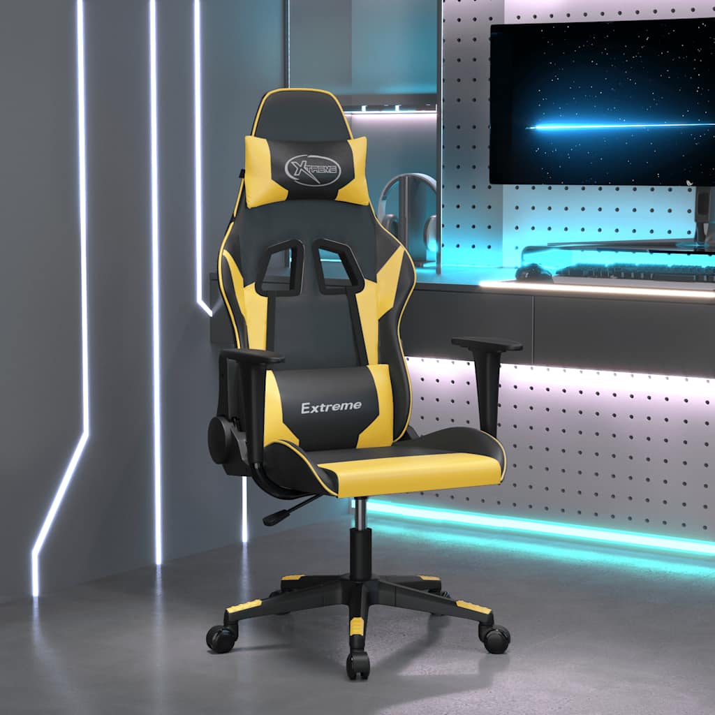 Gamestoel kunstleer zwart en goud is nu te koop bij PeponiXL, paradijselijk wonen!