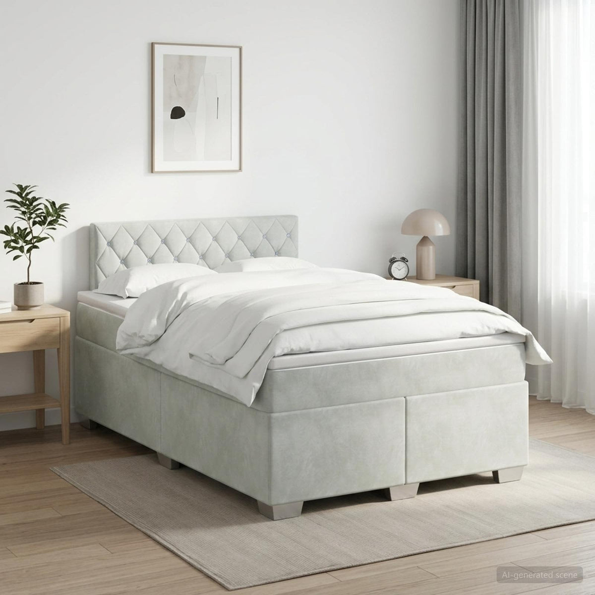 Boxspringbed met matras Lichtgrijs 120 x 190 cm Fluweel is nu te koop bij PeponiXL, paradijselijk wonen!