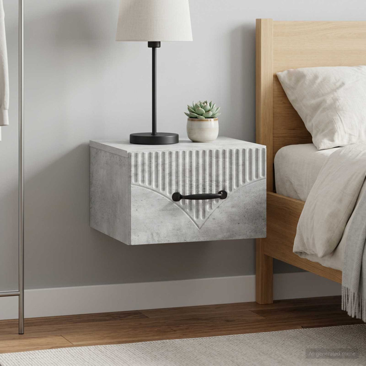 Wandbeugel Bedkast met lade 2 pcs Betongrijs 34,5 x 33 x 20 cm is nu te koop bij PeponiXL, paradijselijk wonen!