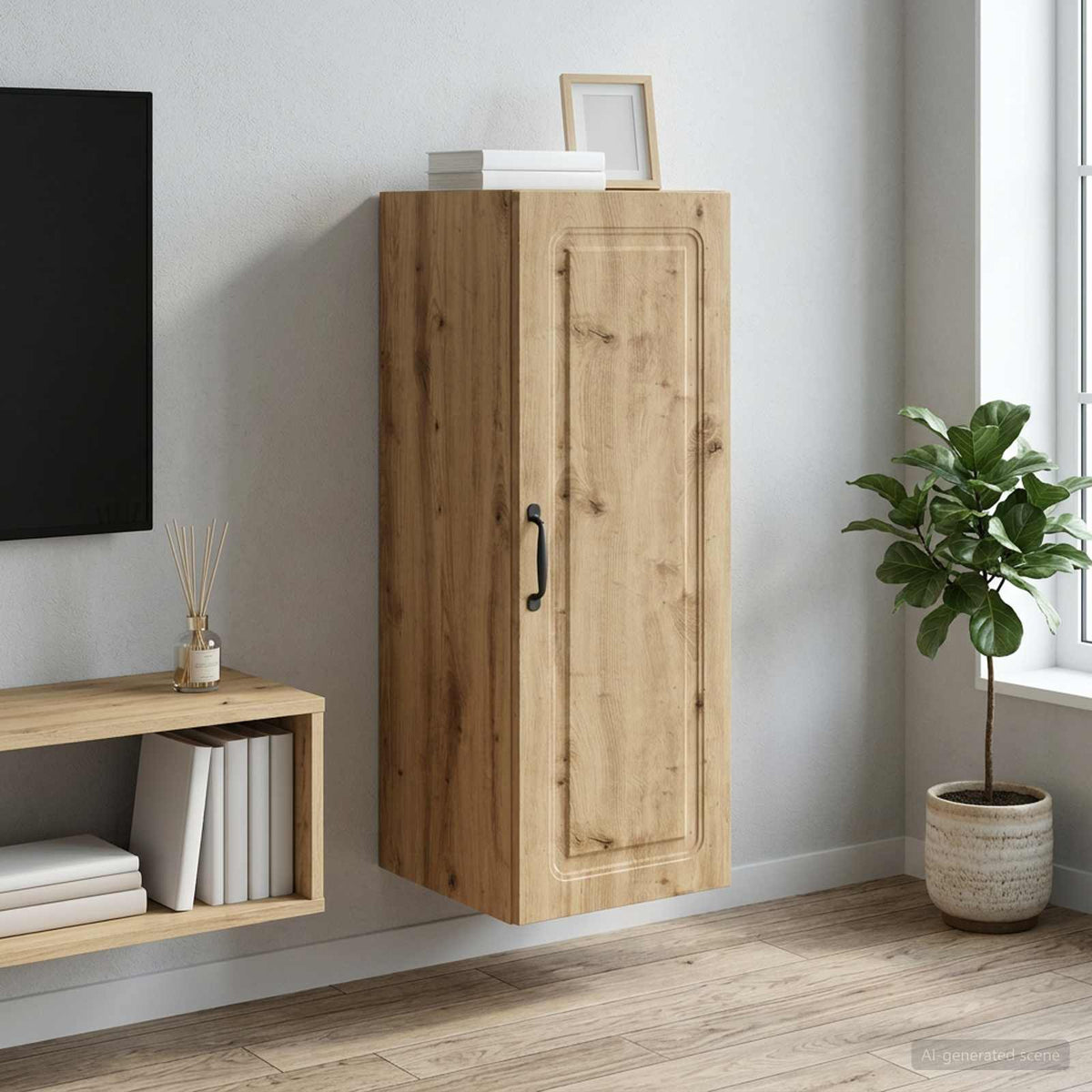 Wandkast 33 x 34,5 x 90 cm Bewerkt hout Artisanaal eiken is nu te koop bij PeponiXL, paradijselijk wonen!