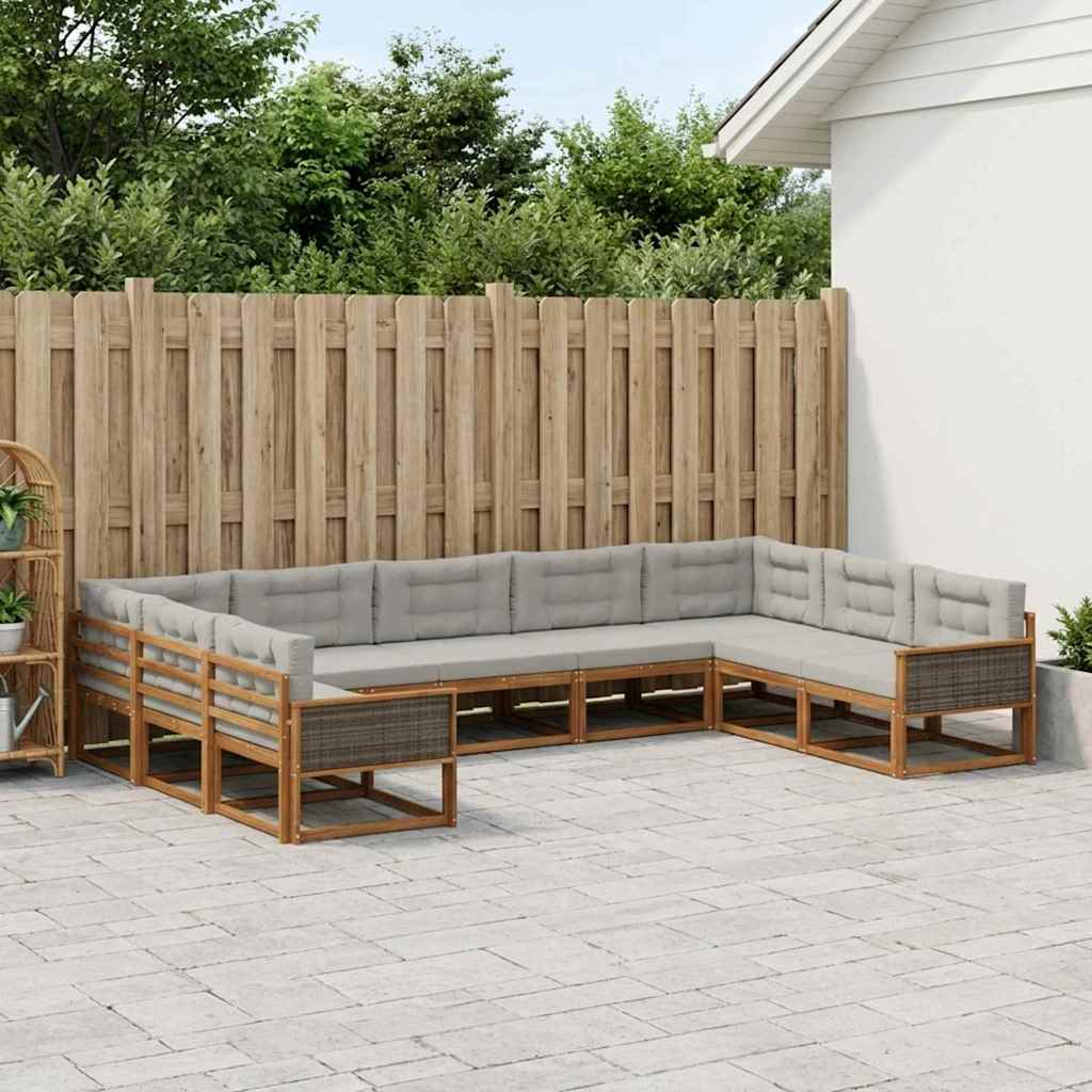Buiten bankenset met kussen 9 pcs Naturel en lichtgrijs is nu te koop bij PeponiXL, paradijselijk wonen!