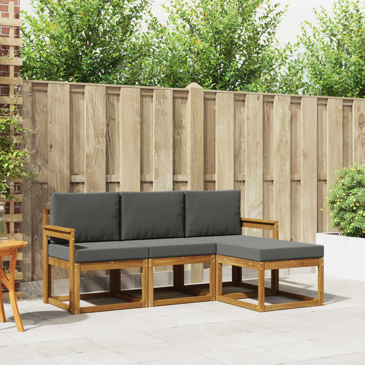 Buiten bankenset met kussen 4 pcs Natuurlijk en Antraciet is nu te koop bij PeponiXL, paradijselijk wonen!