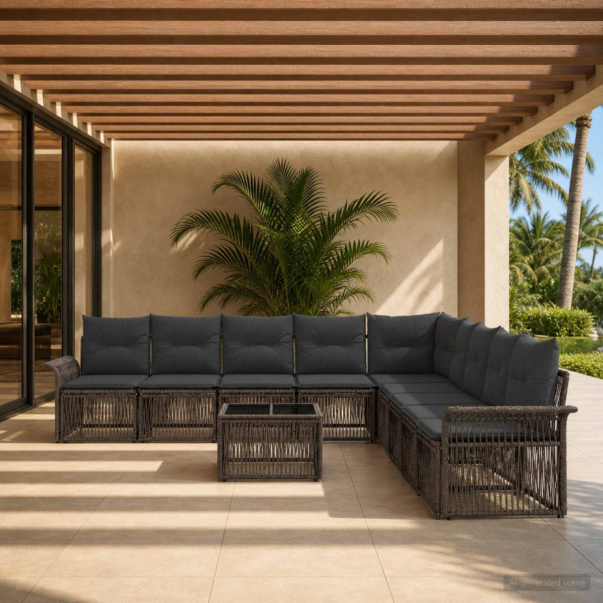 Tuinbankenset 10 pcs Grijs poly rattan is nu te koop bij PeponiXL, paradijselijk wonen!