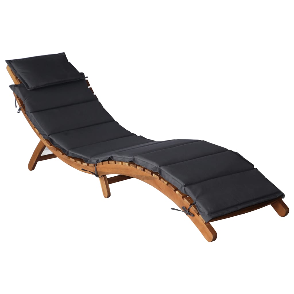 Ligstoel met kussen massief acaciahout donkergrijs is nu te koop bij PeponiXL, paradijselijk wonen!