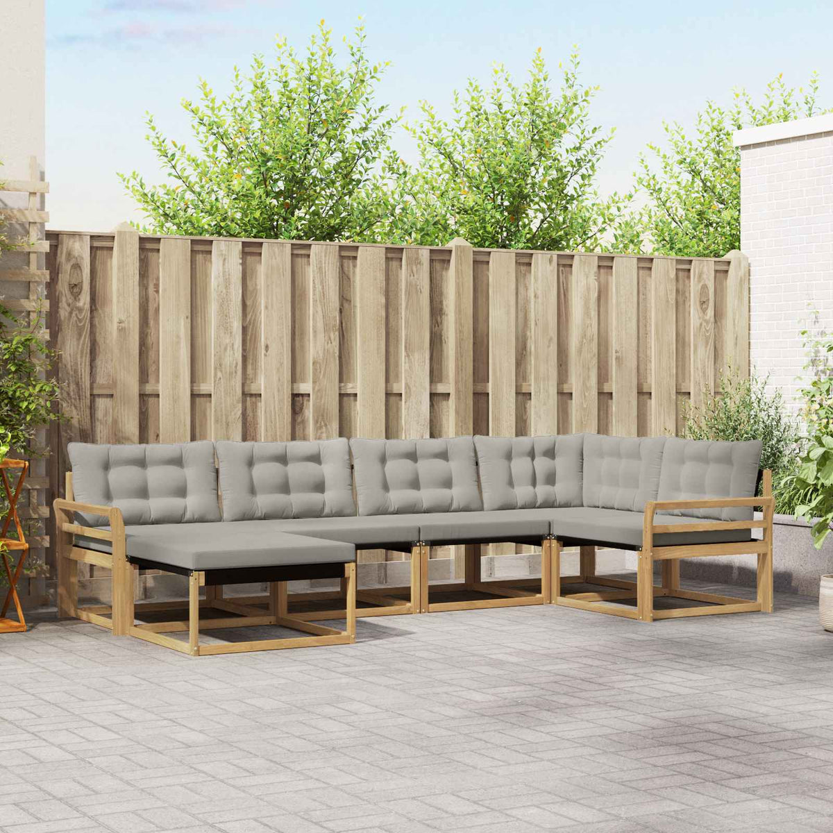 Buiten bankenset 6 pcs Wit en Lichtgrijs 329 x 170,5 x 73 cm is nu te koop bij PeponiXL, paradijselijk wonen!