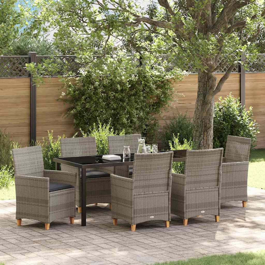 Tuin eettafelset 7 pcs Grijs poly rattan is nu te koop bij PeponiXL, paradijselijk wonen!