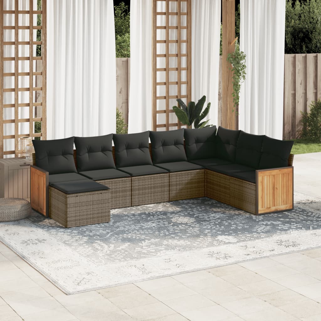 8-delige Loungeset met kussens poly rattan grijs is nu te koop bij PeponiXL, paradijselijk wonen!