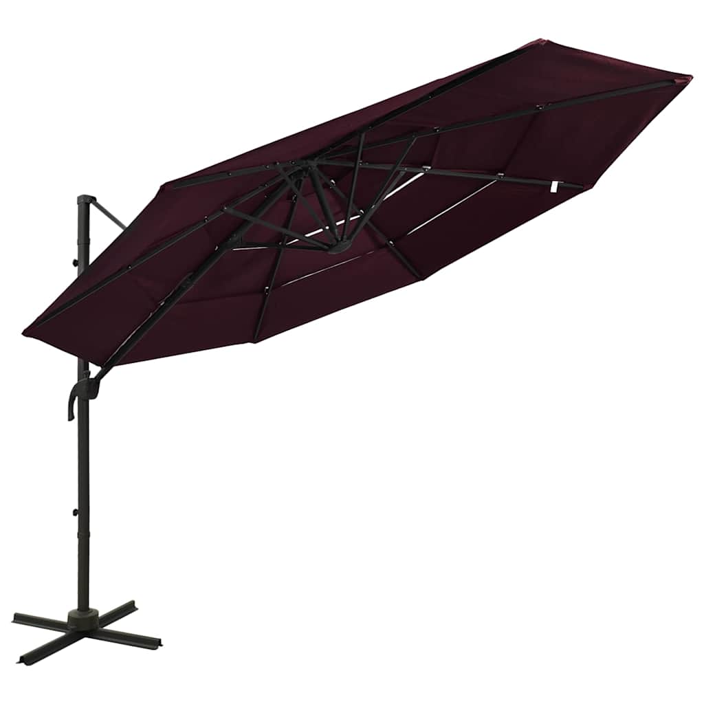 Parasol 4-laags met aluminium paal 3x3 m bordeauxrood is nu te koop bij PeponiXL, paradijselijk wonen!