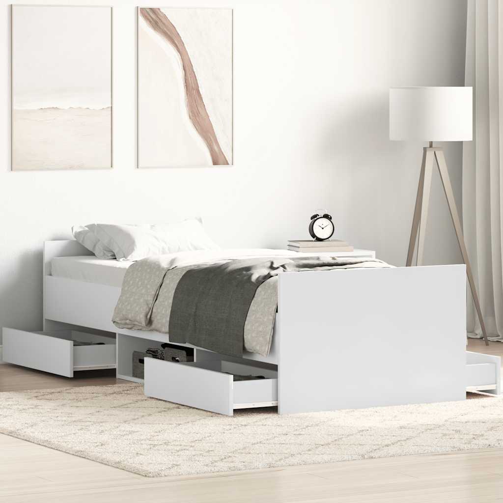 Bedframe met hoofd- en voeteneinde wit 75x190 cm is nu te koop bij PeponiXL, paradijselijk wonen!