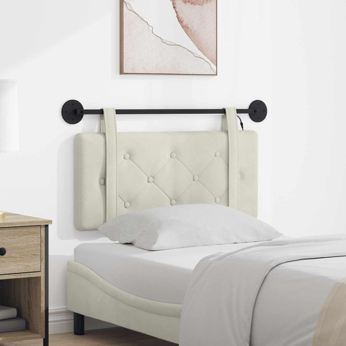 Hangend hoofdbord Met LED-verlichting Crèmekleurig Fluweel is nu te koop bij PeponiXL, paradijselijk wonen!