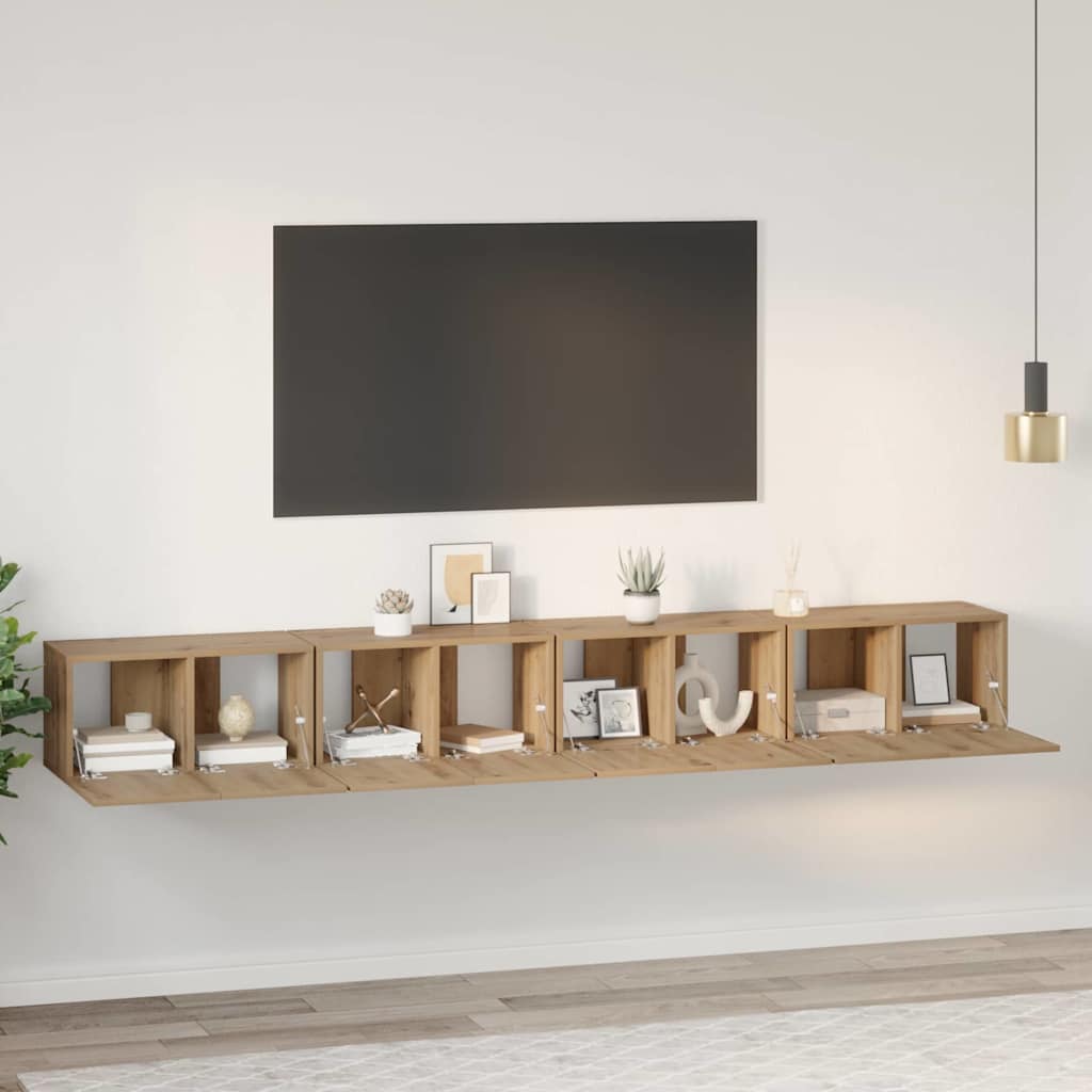 Tv-meubelset 4 pcs Artisan Eiken 60 x 30 x 30 cm Bewerkt hout is nu te koop bij PeponiXL, paradijselijk wonen!