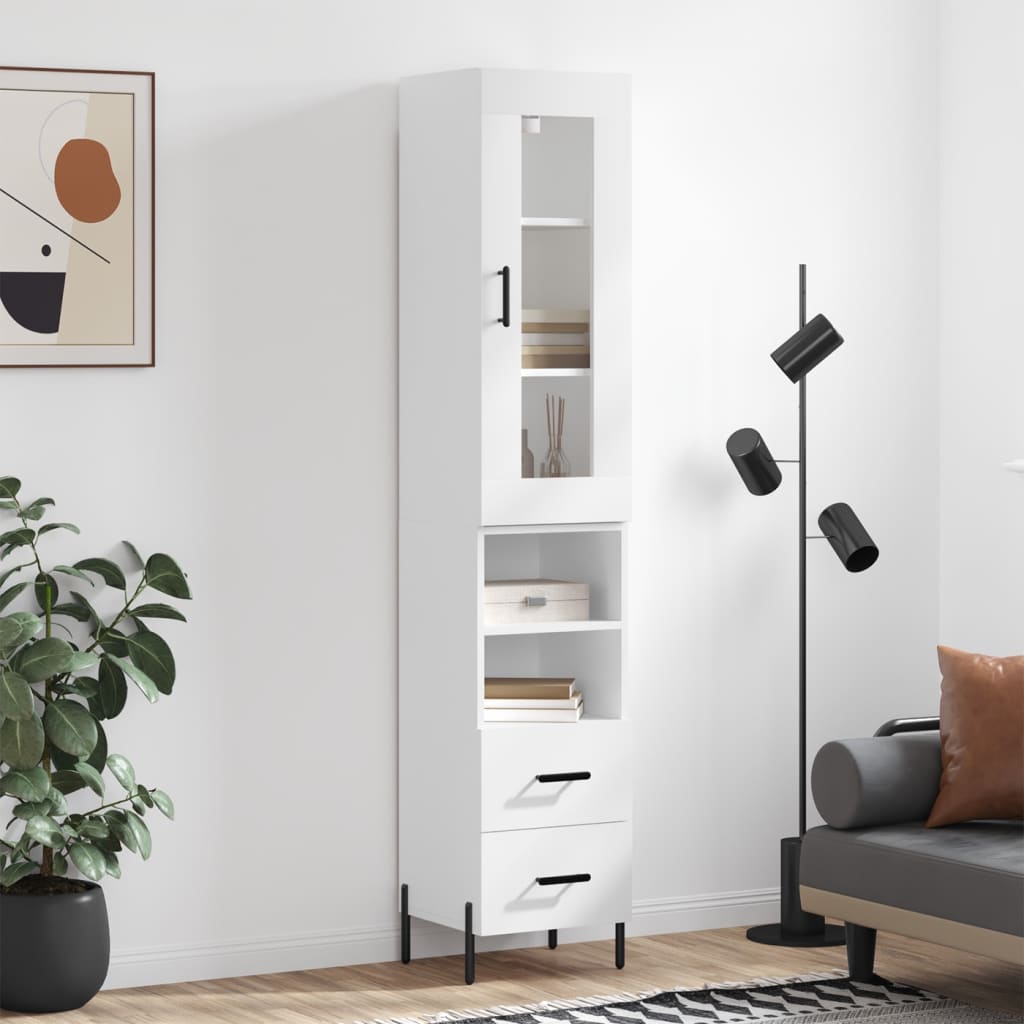 Hoge kast 34,5x34x180 cm bewerkt hout wit is nu te koop bij PeponiXL, paradijselijk wonen!