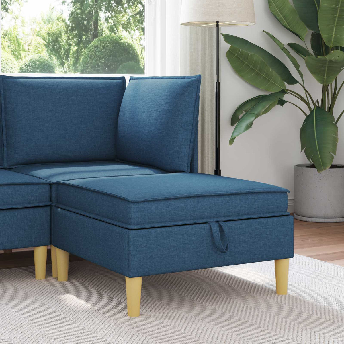 Sofa Kruk met Opslag Blauw Stof is nu te koop bij PeponiXL, paradijselijk wonen!