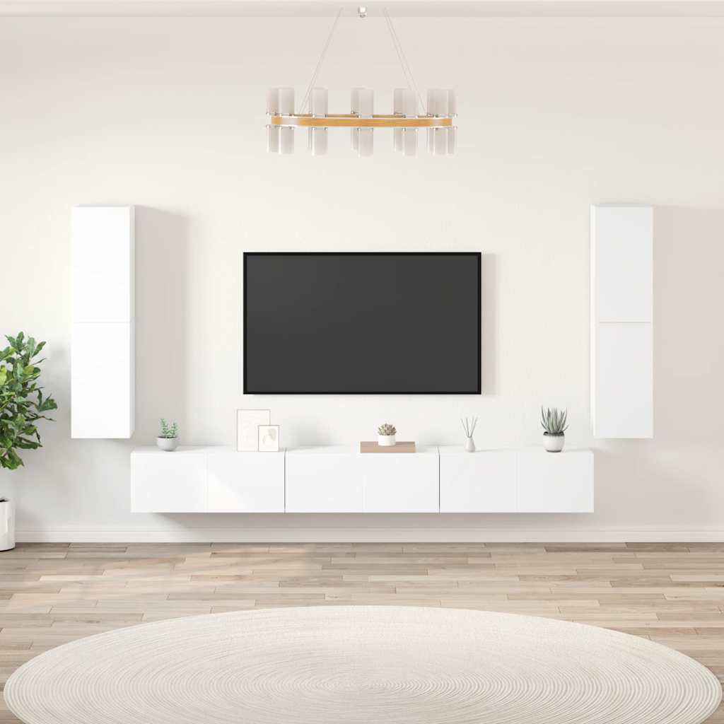 7-delige Tv-meubelset bewerkt hout wit is nu te koop bij PeponiXL, paradijselijk wonen!