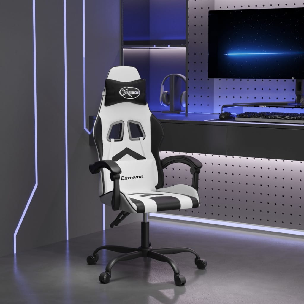Gamestoel kunstleer wit en zwart is nu te koop bij PeponiXL, paradijselijk wonen!