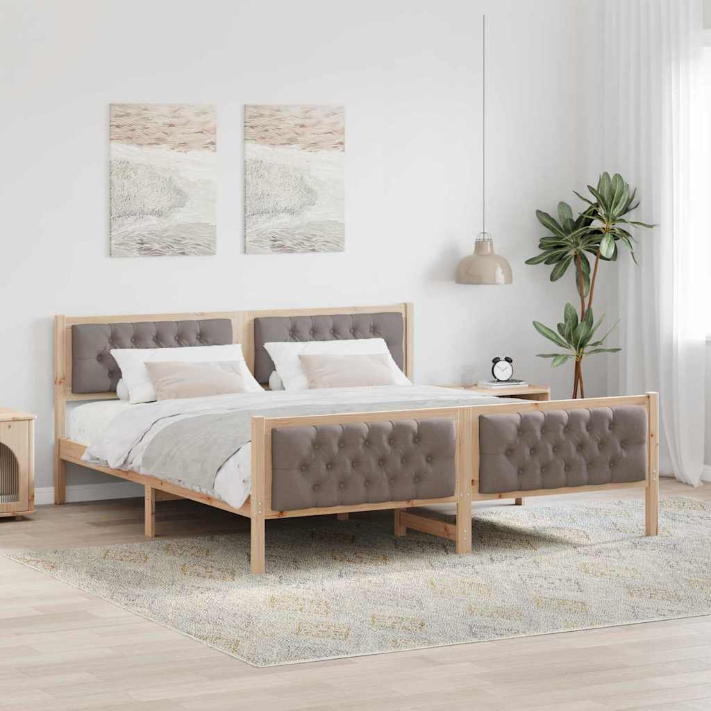 Bedframe met hoofdeinde Taupe 160 x 200 cm Massief grenenhout is nu te koop bij PeponiXL, paradijselijk wonen!