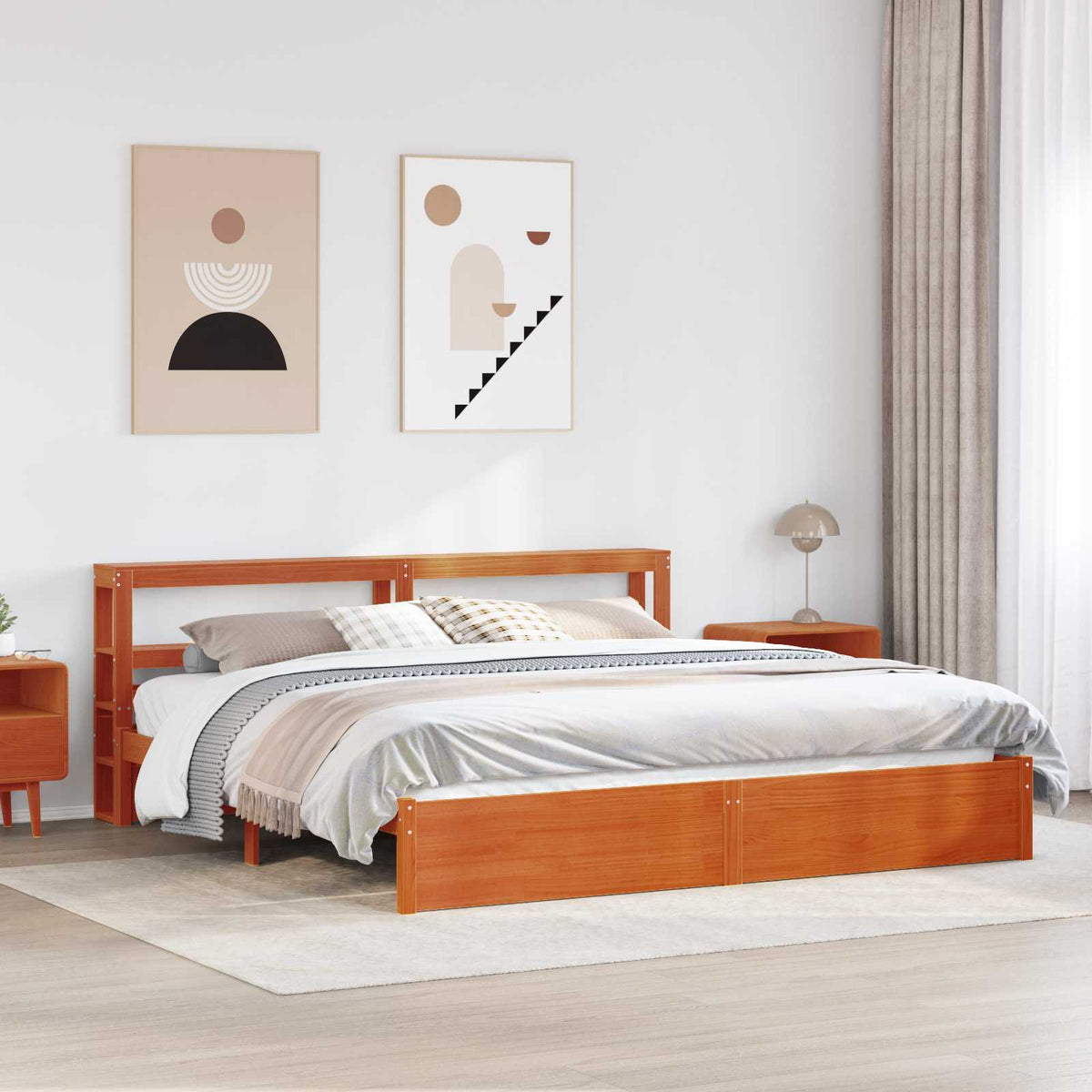 Bedframe met hoofdeinde Wasbruin 180 x 200 cm Massief Vurenhout is nu te koop bij PeponiXL, paradijselijk wonen!