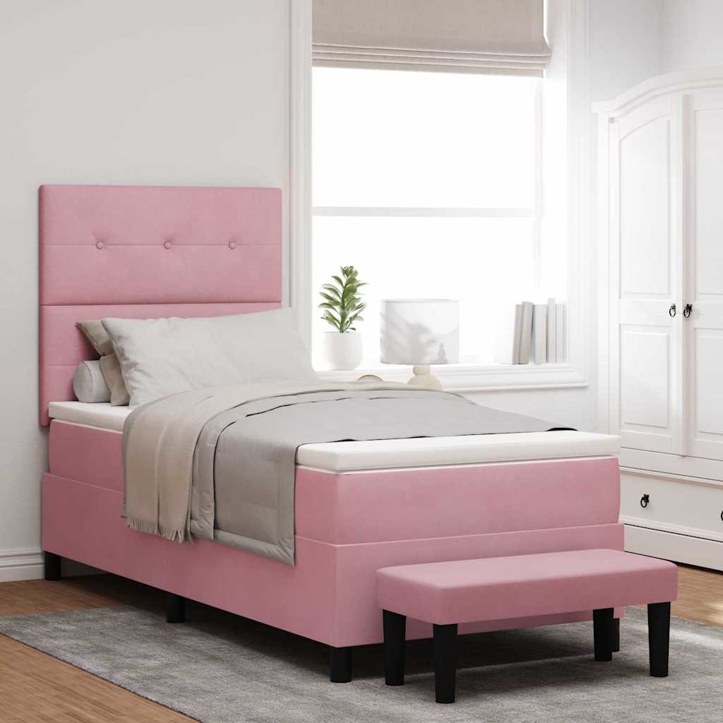 Boxspring bed met hoofdeinde Roze 200 x 100 cm Fluweel is nu te koop bij PeponiXL, paradijselijk wonen!