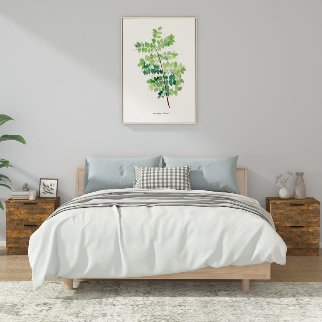 Nachtkastjes 2 st bewerkt hout gerookt eikenkleurig is nu te koop bij PeponiXL, paradijselijk wonen!