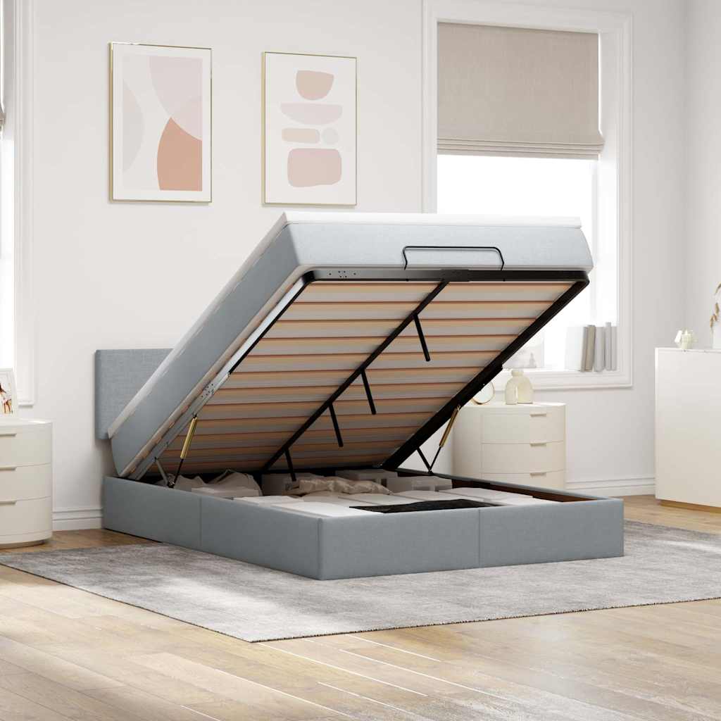 Bed met matras 140x190 cm stof lichtgrijs is nu te koop bij PeponiXL, paradijselijk wonen!