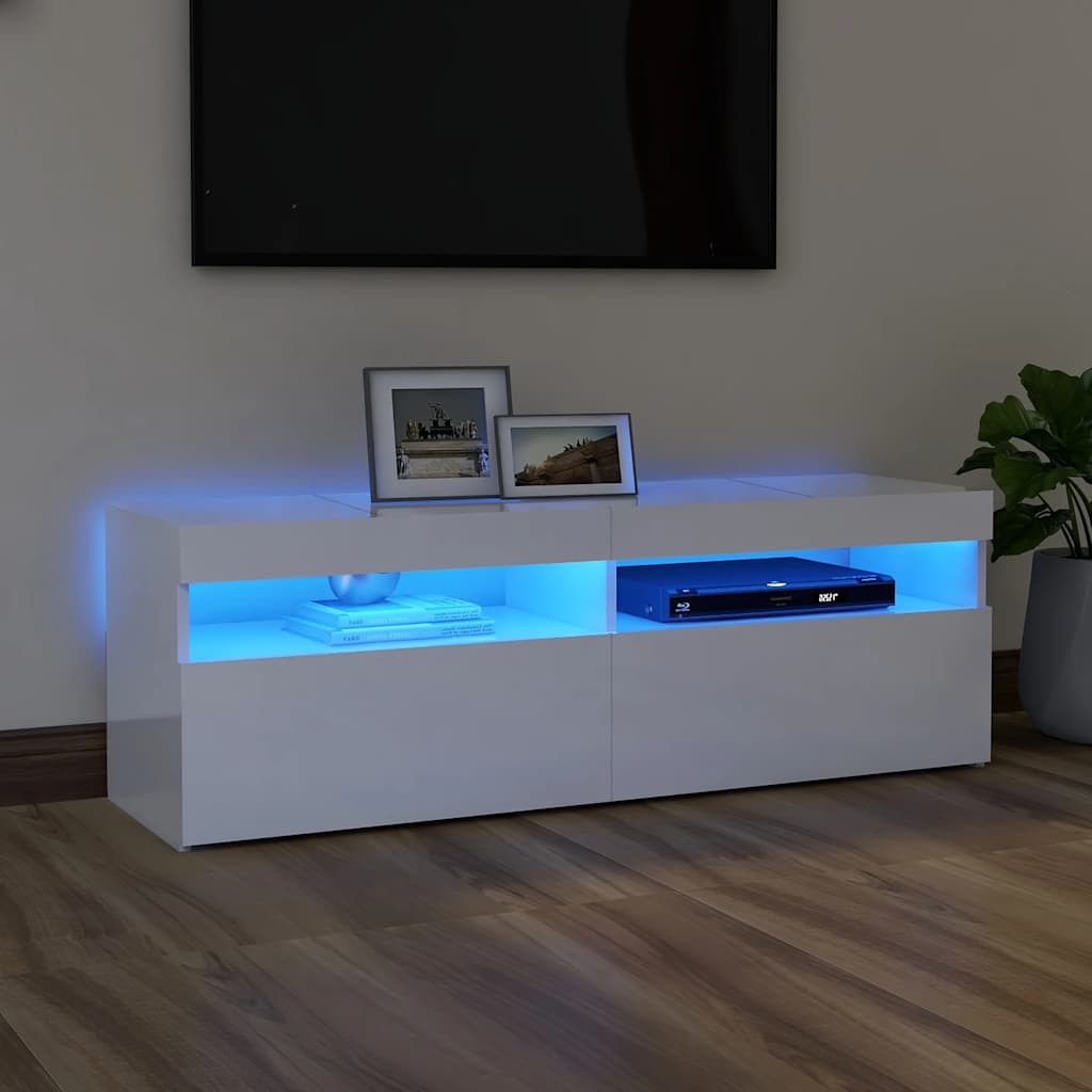 Tv-meubel met LED-verlichting 120x35x40 cm hoogglans wit is nu te koop bij PeponiXL, paradijselijk wonen!
