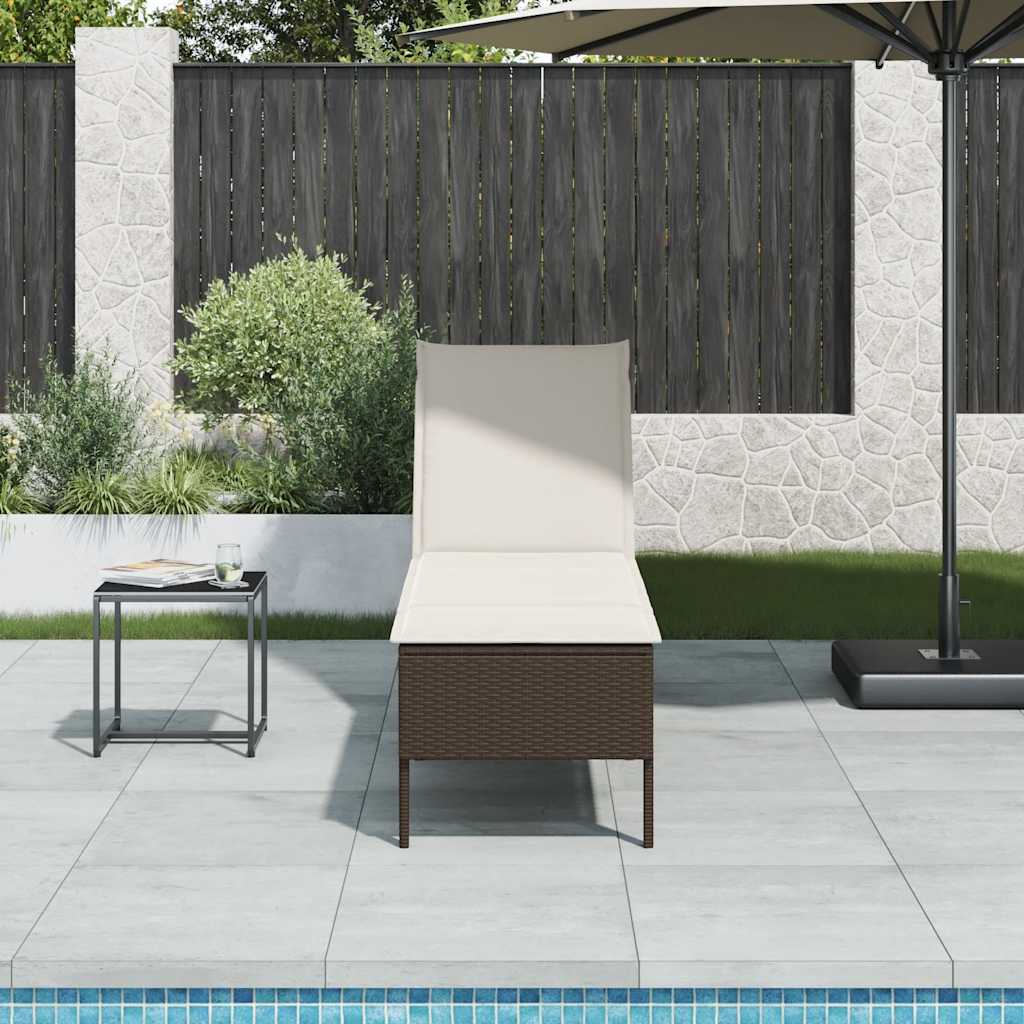 Ligstoel met kussen bruin 55x200x44cm polyrotan is nu te koop bij PeponiXL, paradijselijk wonen!