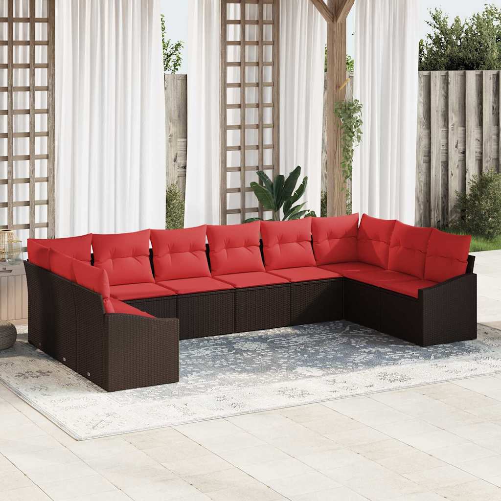 Bankstel 10 st Bruin poly rattan is nu te koop bij PeponiXL, paradijselijk wonen!