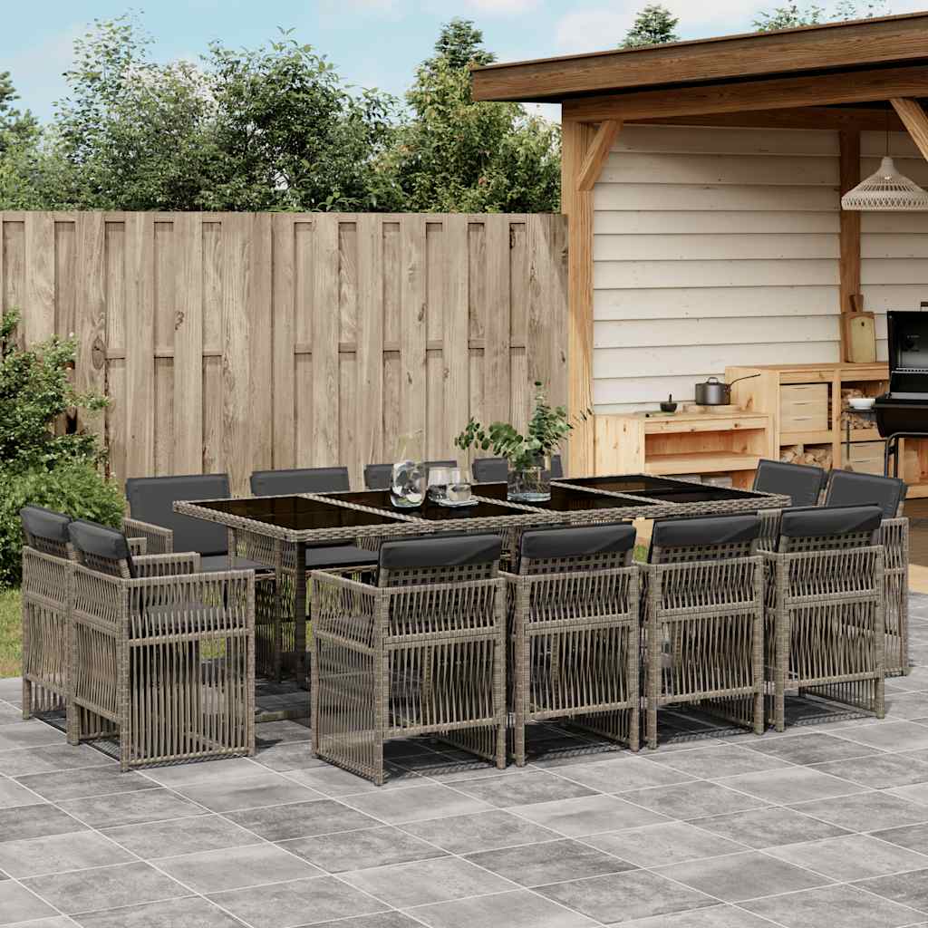 13-delige Tuinset met kussens poly rattan grijs is nu te koop bij PeponiXL, paradijselijk wonen!