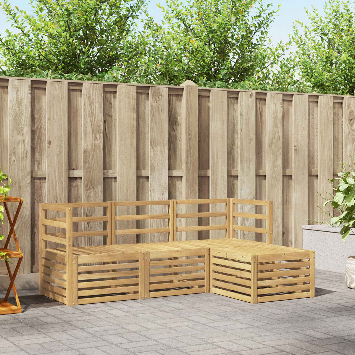 Buiten bankenset 4 pcs Wit Massief Acaciahout is nu te koop bij PeponiXL, paradijselijk wonen!
