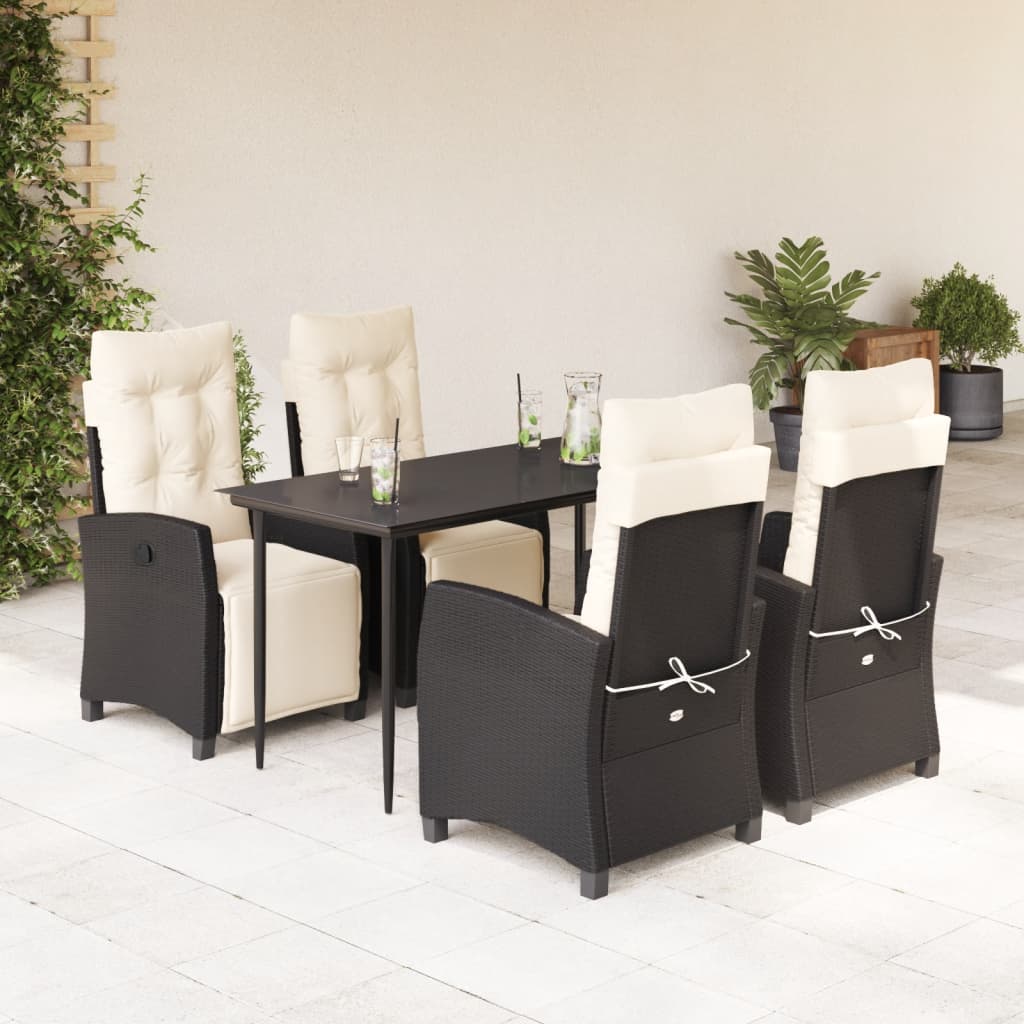 5-delige Tuinset met kussens poly rattan zwart is nu te koop bij PeponiXL, paradijselijk wonen!