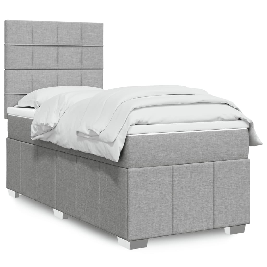 Boxspring met matras stof lichtgrijs 80x200 cm is nu te koop bij PeponiXL, paradijselijk wonen!