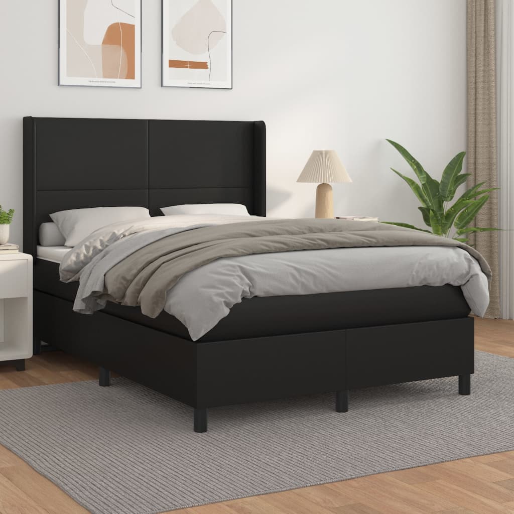 Boxspring met matras kunstleer zwart 140x190 cm is nu te koop bij PeponiXL, paradijselijk wonen!