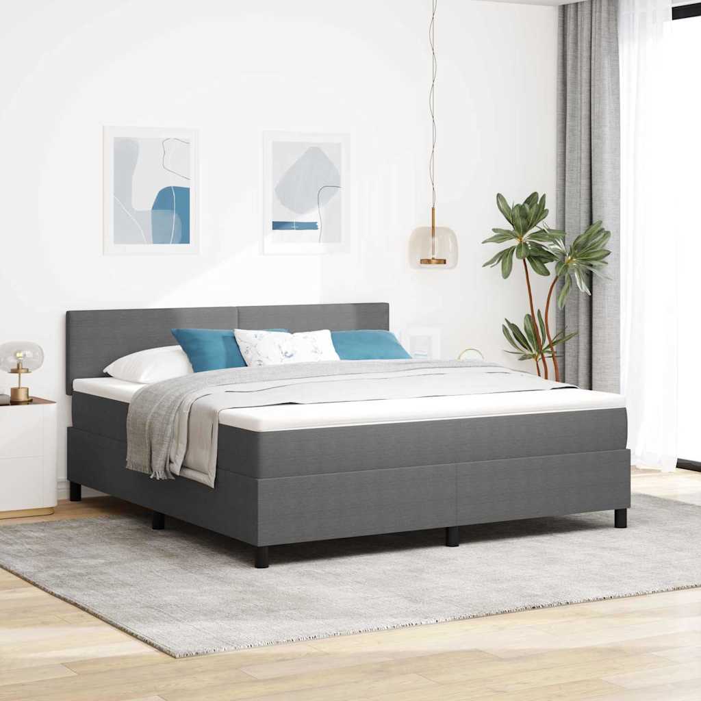 LED Box Spring Bed Lichtgrijs en wit. 180 x 200 cm Katoen Stof is nu te koop bij PeponiXL, paradijselijk wonen!