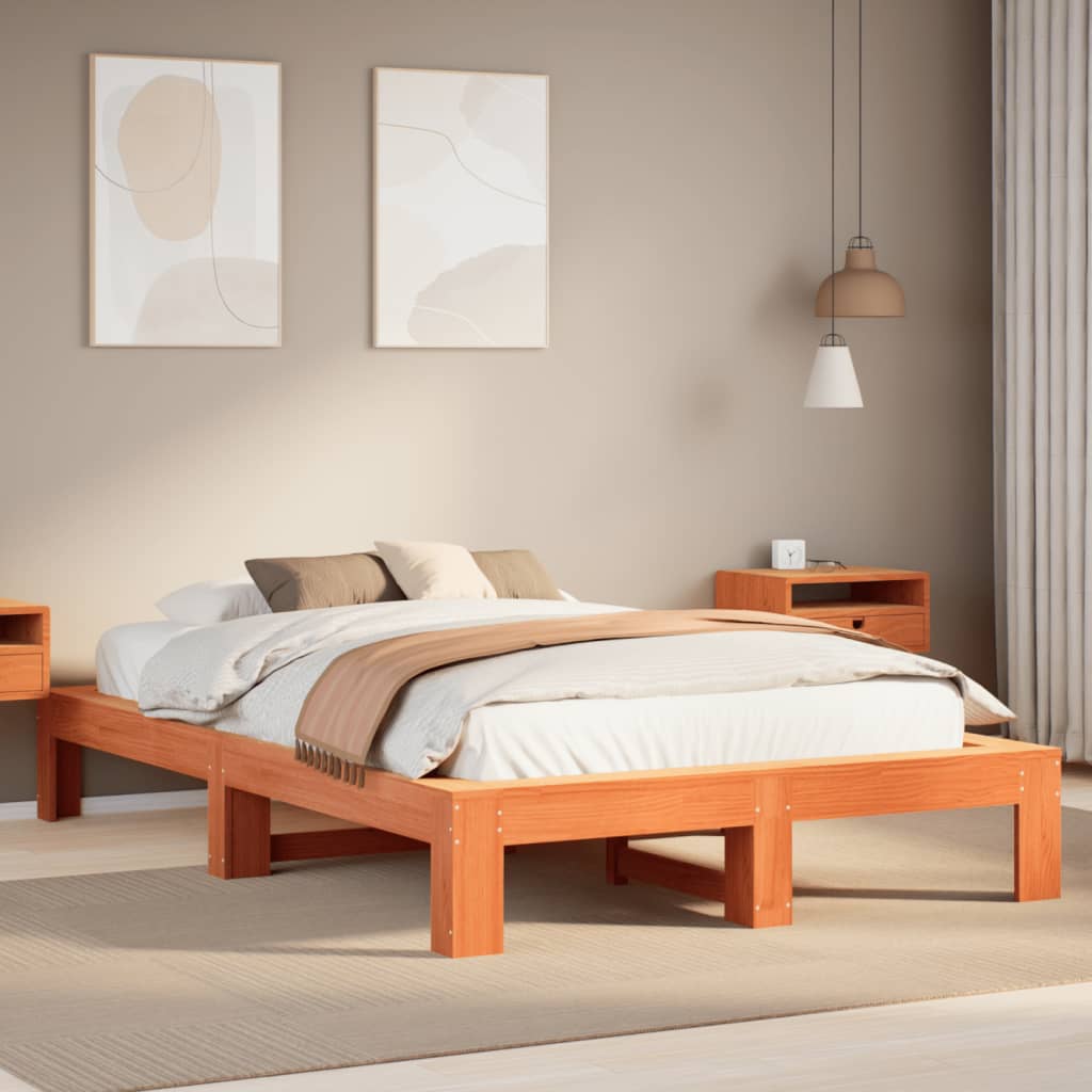 Bedframe zonder matras massief grenenhout wasbruin 120x200 cm is nu te koop bij PeponiXL, paradijselijk wonen!