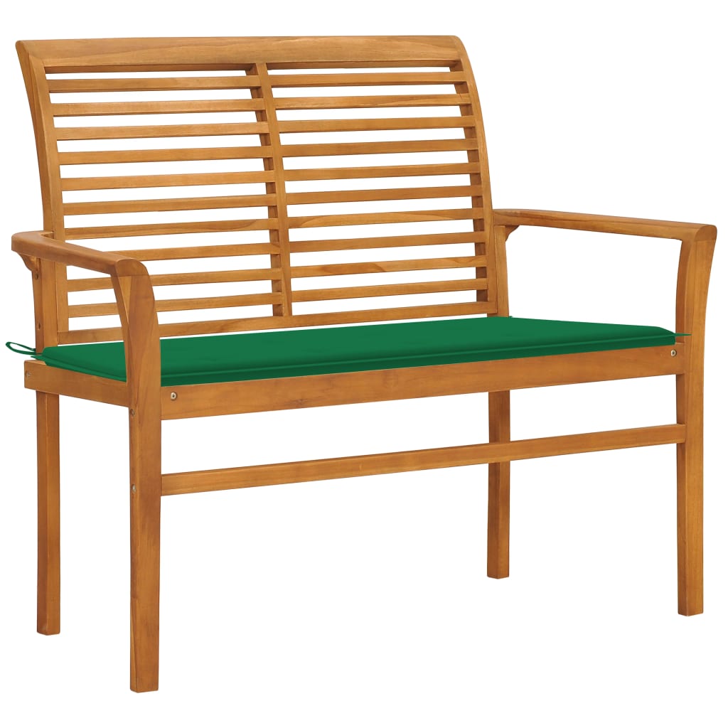Tuinbank met groen kussen 112 cm massief teakhout is nu te koop bij PeponiXL, paradijselijk wonen!