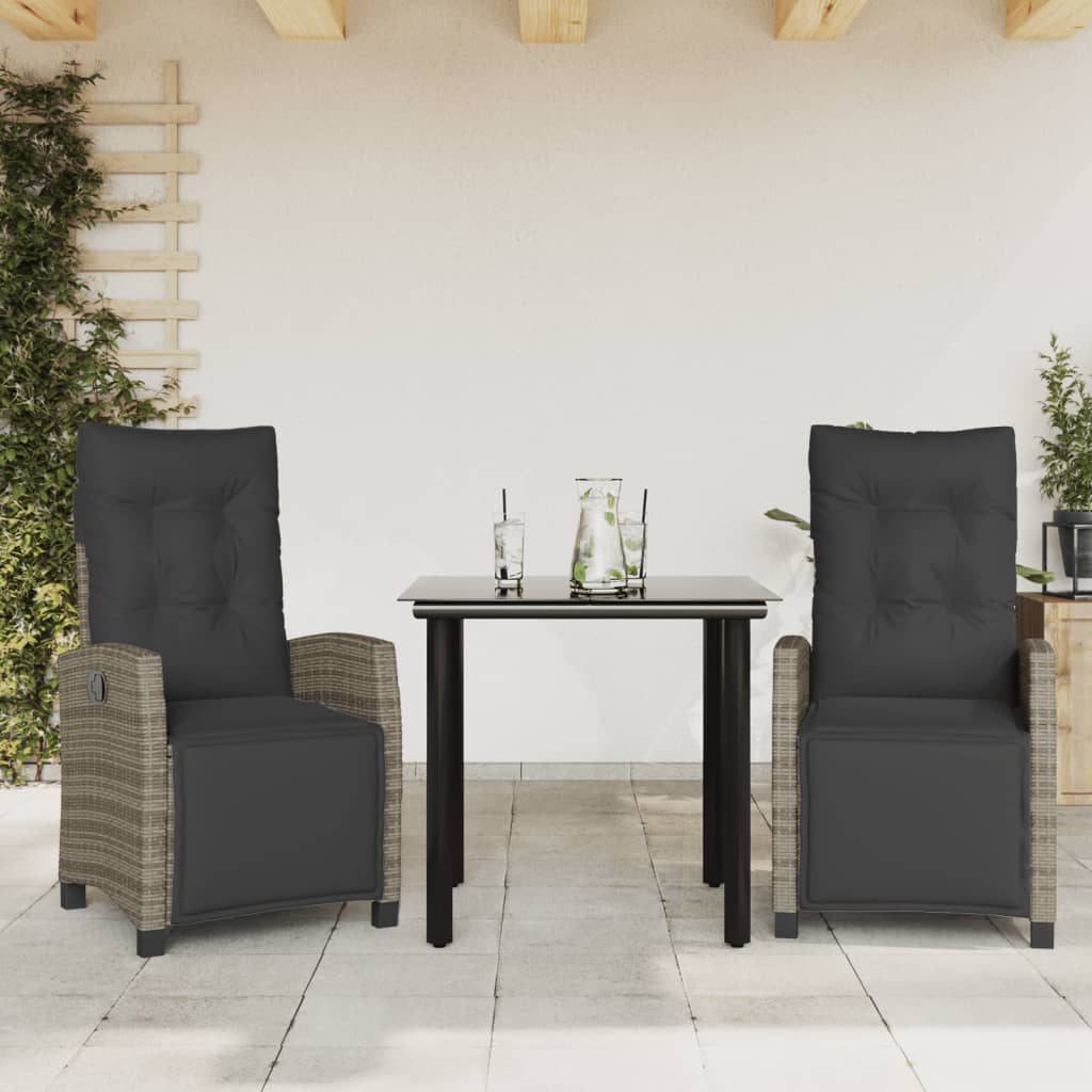 3-delige Tuinset met kussens poly rattan grijs is nu te koop bij PeponiXL, paradijselijk wonen!