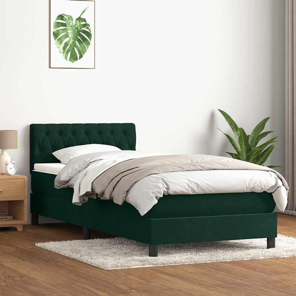 Boxspring met matras fluweel donkergroen 80x220 cm is nu te koop bij PeponiXL, paradijselijk wonen!