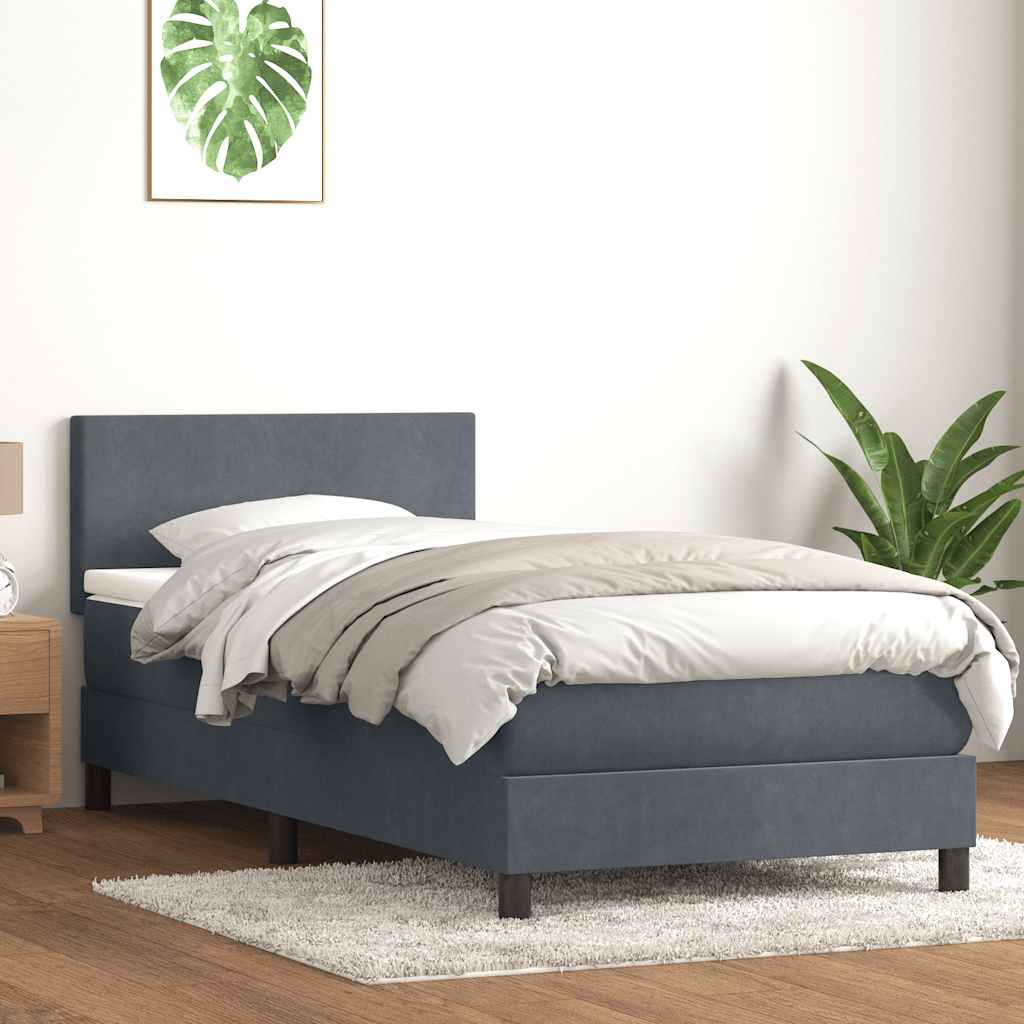 Boxspring met matras fluweel donkergrijs 80x210 cm is nu te koop bij PeponiXL, paradijselijk wonen!