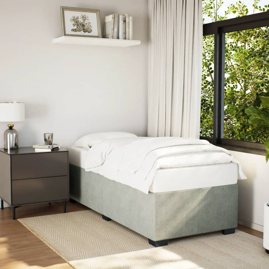 Bedframe zonder matras 90x200 cm fluweel lichtgrijs is nu te koop bij PeponiXL, paradijselijk wonen!