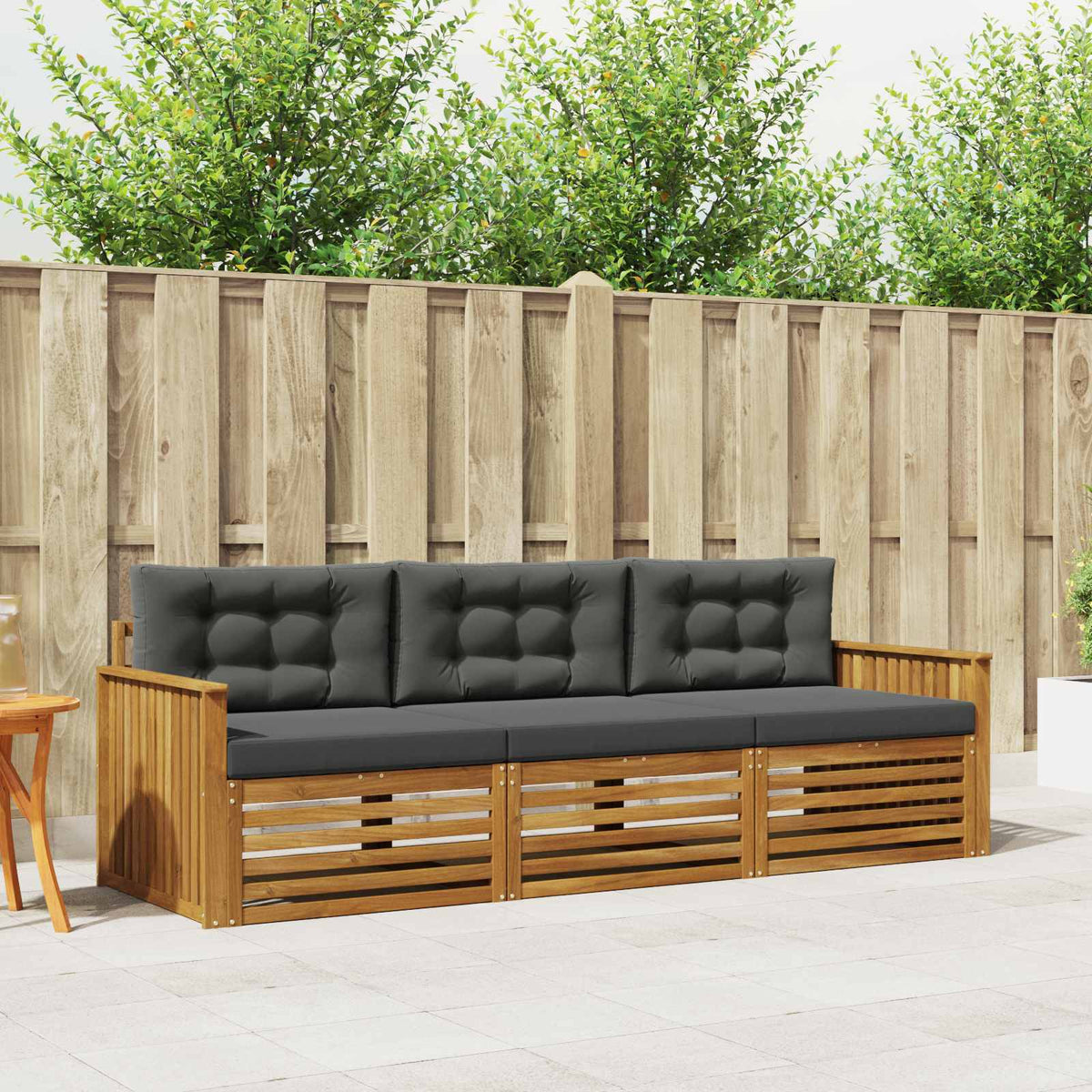Buiten bankenset met kussen 3 pcs Natuurlijk en Antraciet is nu te koop bij PeponiXL, paradijselijk wonen!