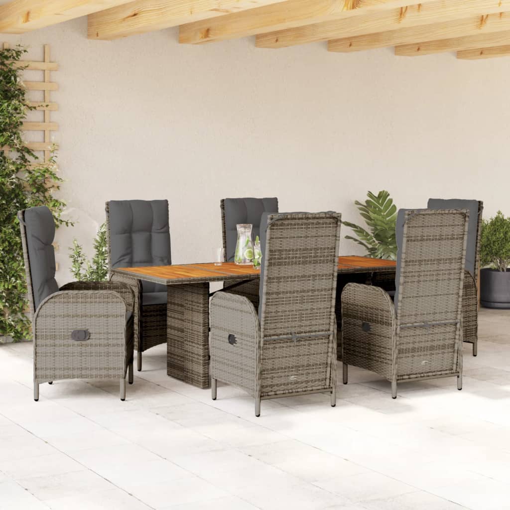 7-delige Tuinset met kussens poly rattan grijs is nu te koop bij PeponiXL, paradijselijk wonen!