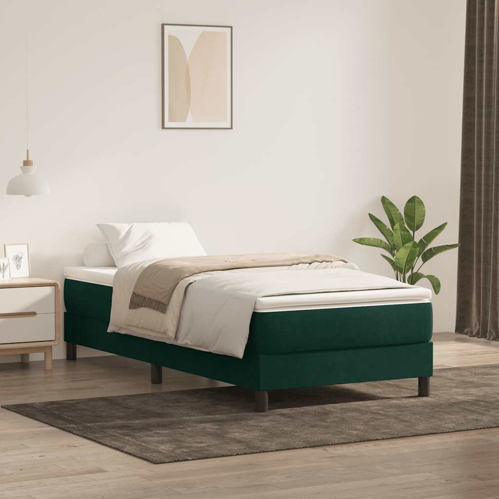 Boxspring zonder matras fluweel donkergroen 90x220 cm is nu te koop bij PeponiXL, paradijselijk wonen!