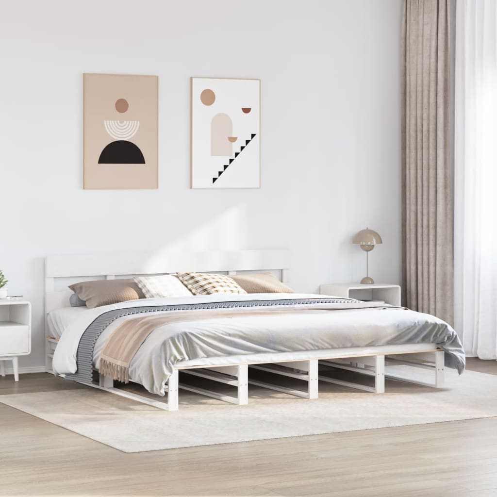 Bedframe zonder matras massief grenenhout wit 180x200 cm is nu te koop bij PeponiXL, paradijselijk wonen!